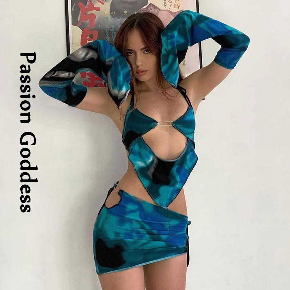 Сексуальный женский комплект из 2 предметов с юбкой Y2k облегающий кроп-топ на