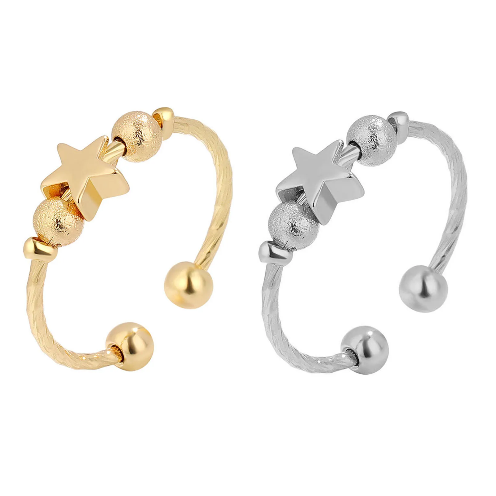 

Trendy Jewelry Copper Open Anti Anxiety Rings Multicolor Rotatable Rings For Jwellery Fashion Women 18.1mm(US Size 8), 1 Piece
