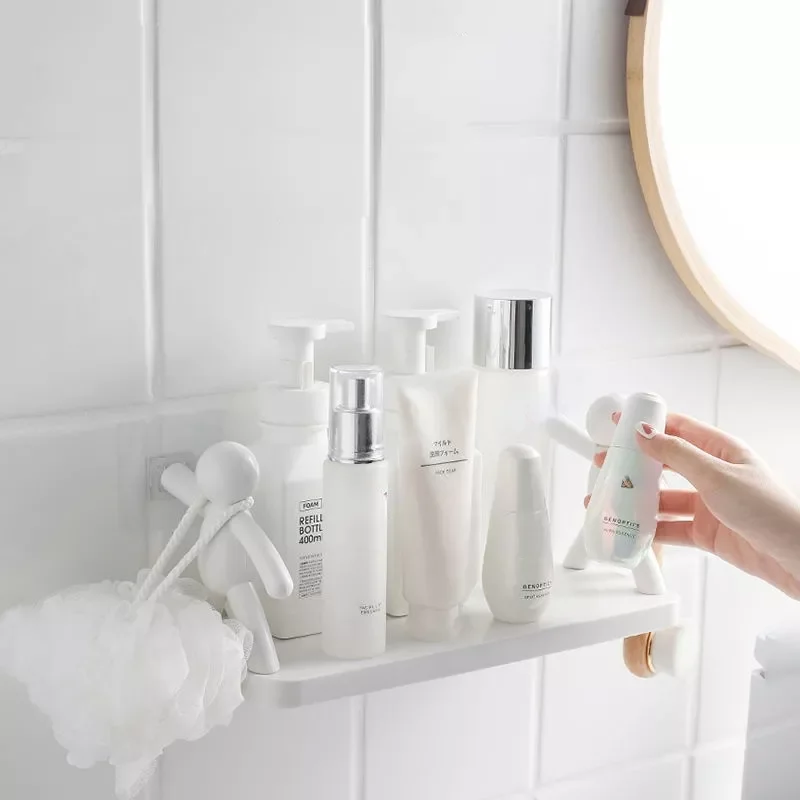 

Kitchen Condiment Finishing Rack Shelves for Wall Household Hole-free Bathroom with Hook Storage Rack Bathroom Organizer Box