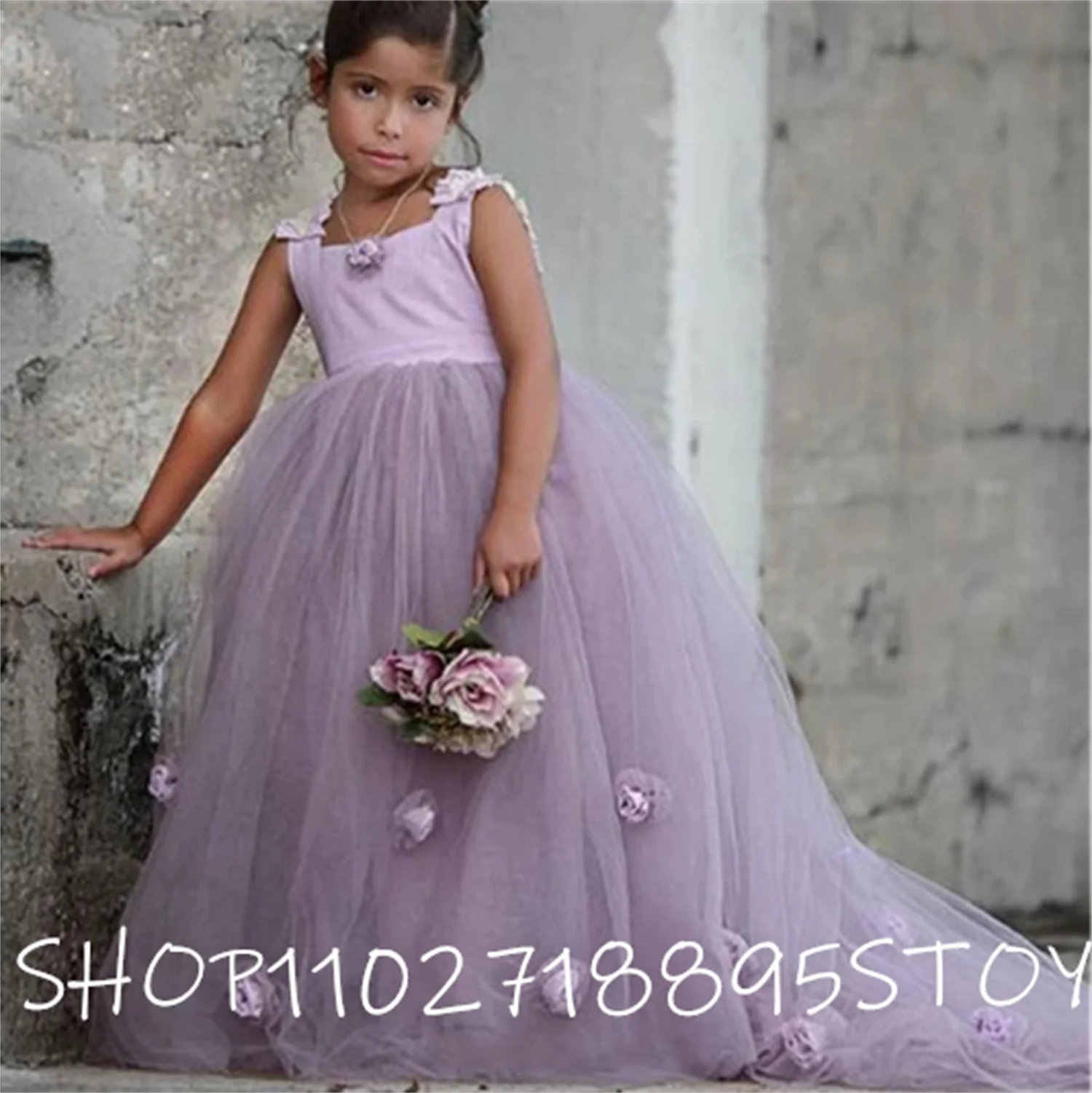 

New Flower Girl Dresses Blush Pink First Communion Gowns For Girls Ball Gown Cloud Beaded Pageant Gowns Vestido De Daminha