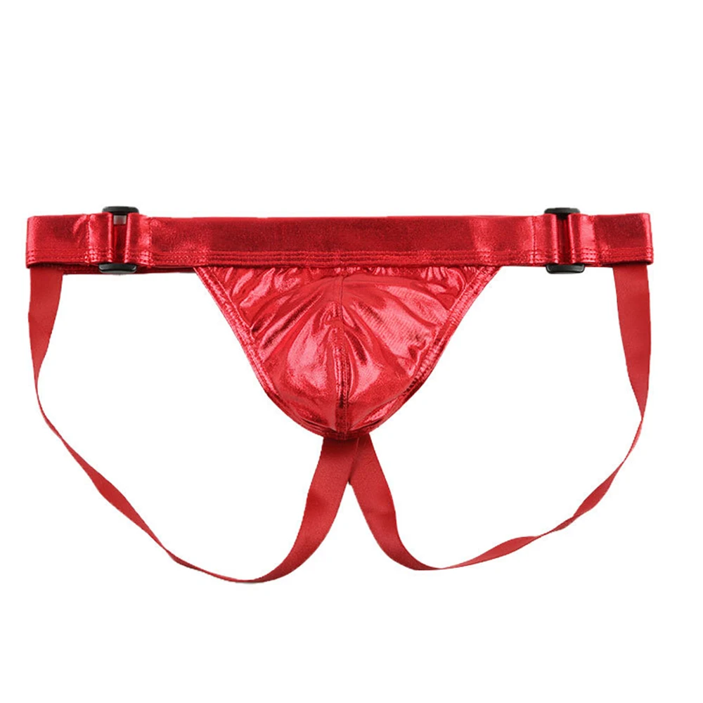 

Jockstrap Men Sexy Faux Leather Thong Low Waist Pouch Briefs Open Back Underwear Wet Look G-string Sexy Lingerie Male Underpant