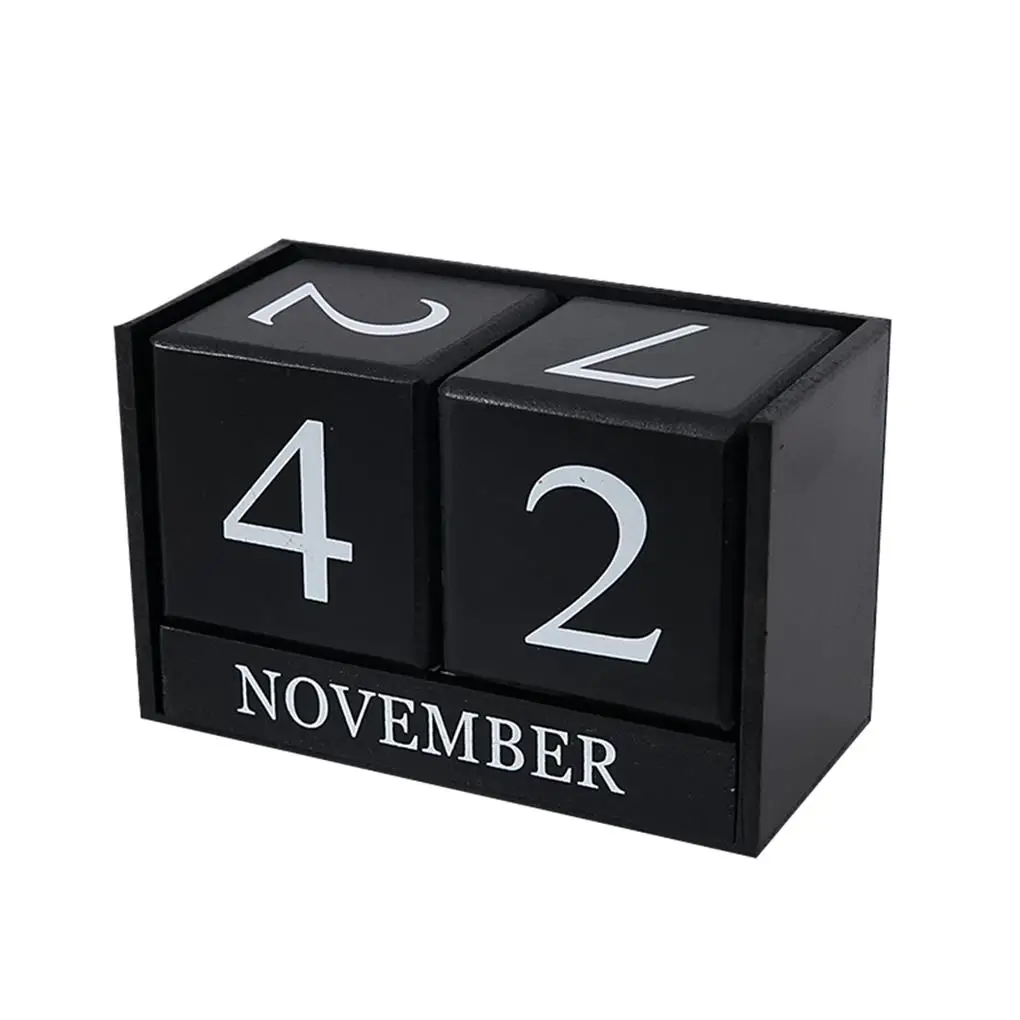 

Nordic Retro Style Calendar Wooden Simple Innovative Calendar Desk Decoration with Block for Home Office Wedding