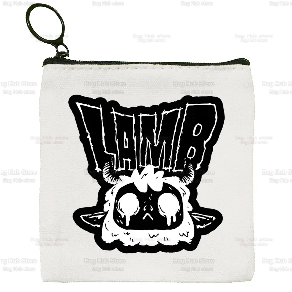 Cartoon Cult of The Lamb Simple Coin Purse Female Student Canvas Cute Cartoon Video Game Key Bag Mini Clutch Small Purse