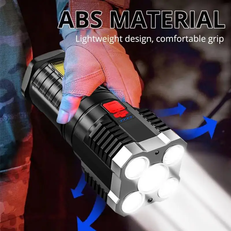 

5-core Super Bright Flashlight Outdoor Multi-function Led Long-range Spotlight Battery COB Light High Power Led Flashlights