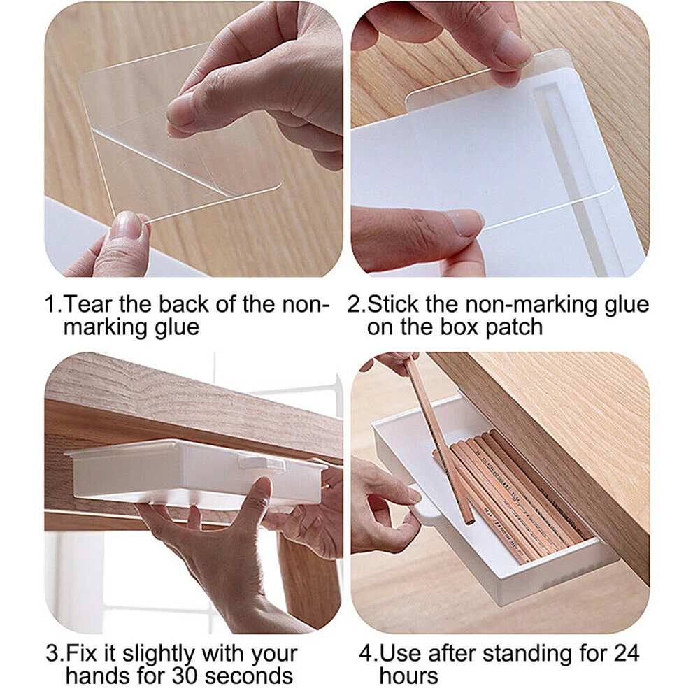 

Storage Under Desk Drawer Organizer Bedroom Household Products 1pc ABS Accommodate Adhesive Dust-proof Pen Holder