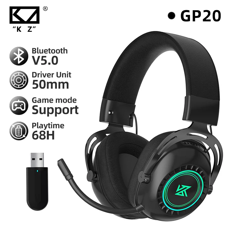 

KZ GP20 True Wireless Game Headset 2.4G Bluetooth-Compatible 5.0 RGB Bluetooth Wireless Earphone Noice Cancelling Headphones