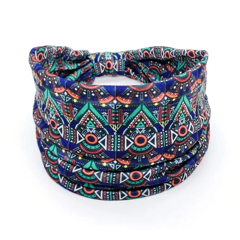 Повязка для волос женская Спортивная эластичная широкая лента с принтом в