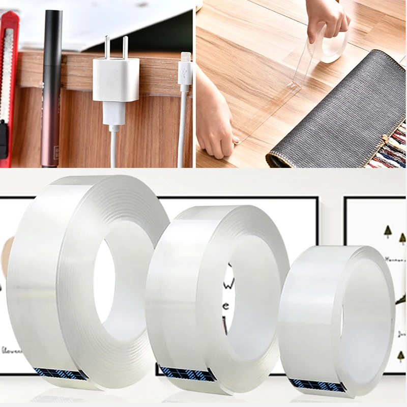 

1/2/3/5M Transparent Double-Sided Tape Adhesive Nano Strong sticky Tape Removable Reusable Waterproof Nano Adhesive Tape