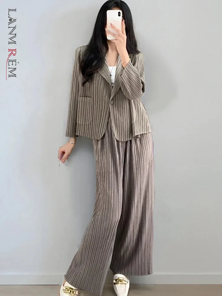 LANMREM комплект из 2 предметов плиссированные комплекты женские пиджаки с длинными