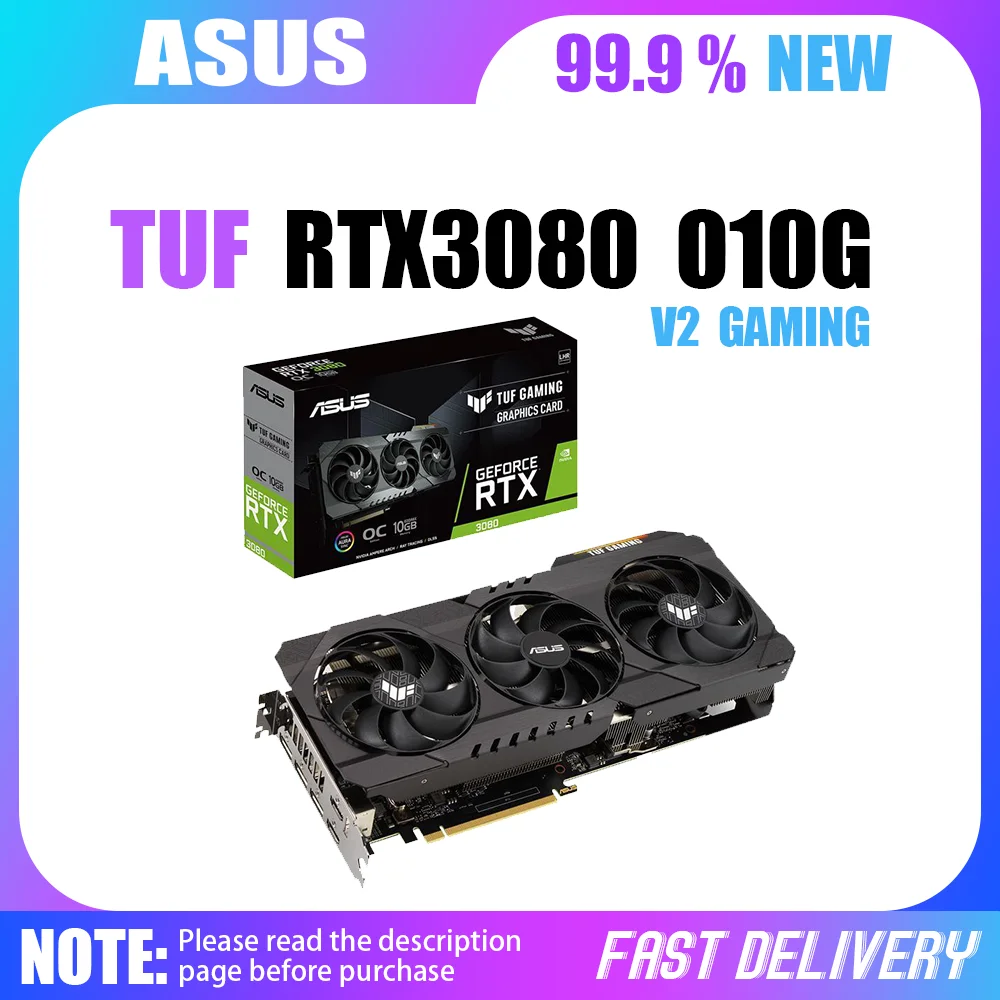 

99.9% New ASUS Graphics Card TUF RTX 3080 O10G V2 GAMING Video Cards GDDR6X 10GB GPU 320bit NVIDIA RTX 3080 PCIE4.0