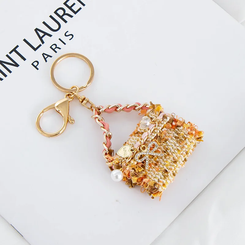 

Luxury Fabric Handbag Style Keyrings Creative Key Chain Female Bag Charm Pendant Fashion Keychains Cute Women Key Ring Gifts