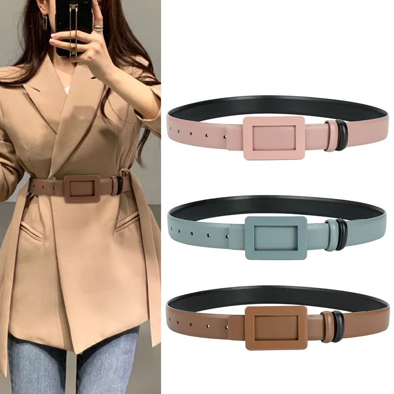 High-quality Women's Fashion Wild Trend Thin Decorative Leather Belt Waist Belt for Dress Denim Buckle Designer Belt