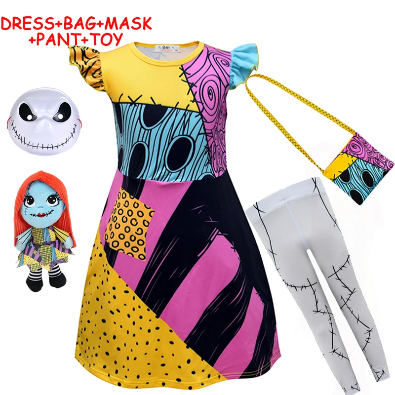 2024 детский Косплей-костюм Салли Джек Кошмар перед Рождеством на Хэллоуин платья
