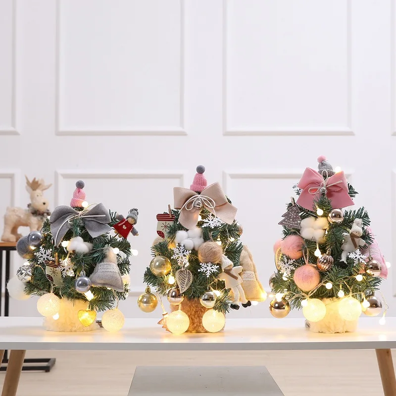 

Mini Christmas Tree with Led Light Desktop Artificial Christmas Tree Set Christmas Home Office Decoration Party Gift for Friends