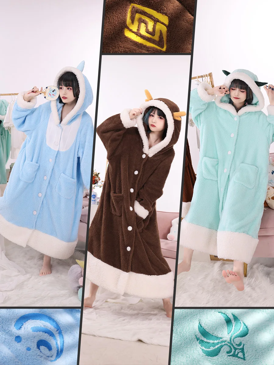 

Anime Game Genshin Impact Zhongli Xiao Tartaglia Sleepwear Plush Nightdress Cosplay Costume Halloween Women FreeShipping 2022New