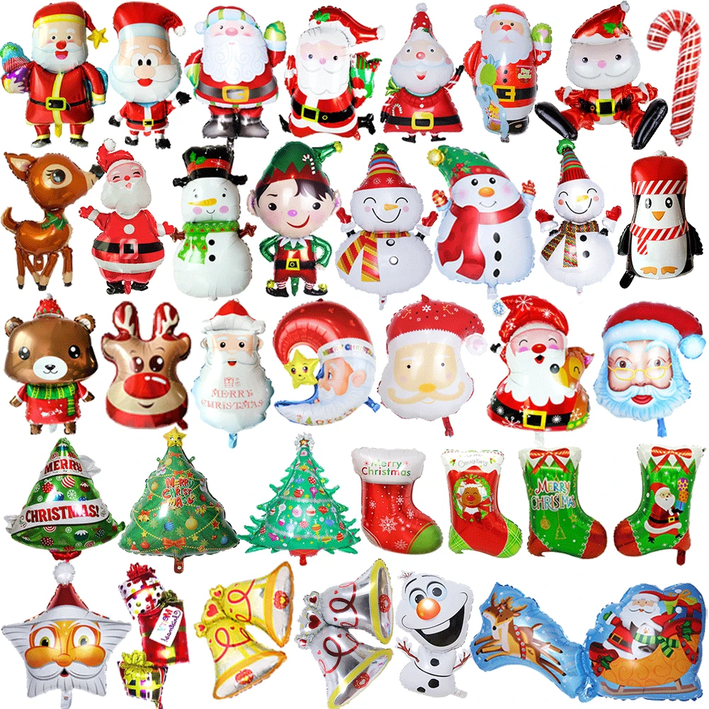 

Christmas Balloon Party Decoration Accessories Wholesale Scene Layout Santa Claus Christmas Tree Snowflake Aluminum Balloons