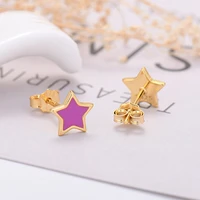 925 sterling silver ear needle enamel colorful five pointed star stud earring for women exquisite korean fashion earring jewelry