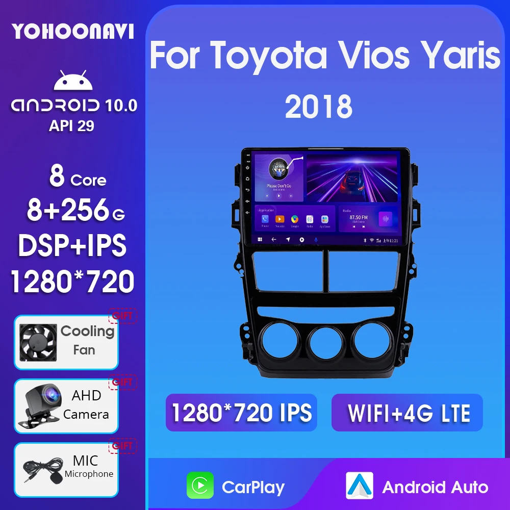 

Автомагнитола на Android для Toyota Vios Yaris 2018, навигация GPS, автомобильный мультимедийный видеоплеер, стерео, Wi-Fi, 2Din, головное устройство для Carplay