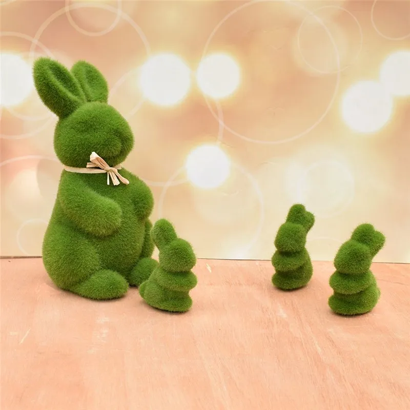 

Mini Easter Artificial Plant Green Moss Rabbit Fake Turf Grass Bunny Handmade Animal Figurines Ornament for Home Garden Decor