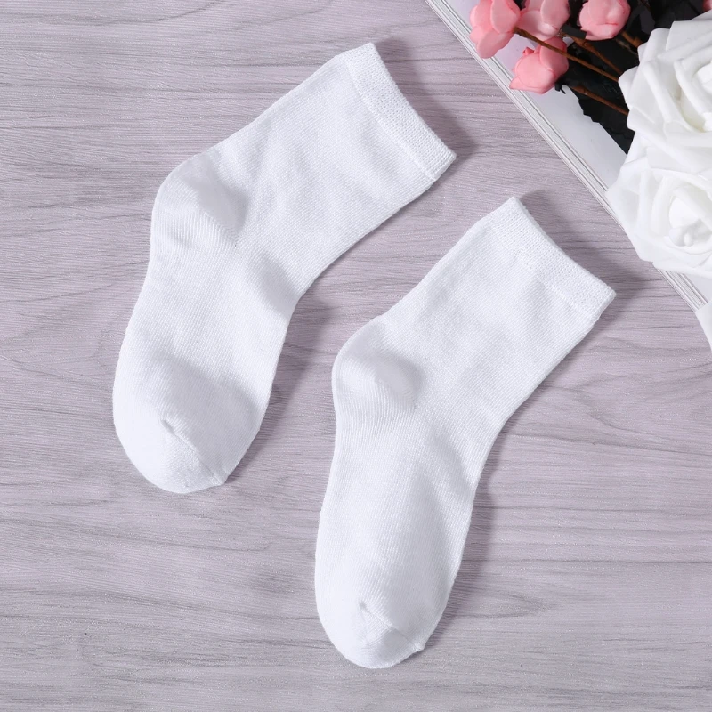 

5 Pairs Kids' Cotton Crew Dress Sport Socks Boys Girls Ankle Socks White