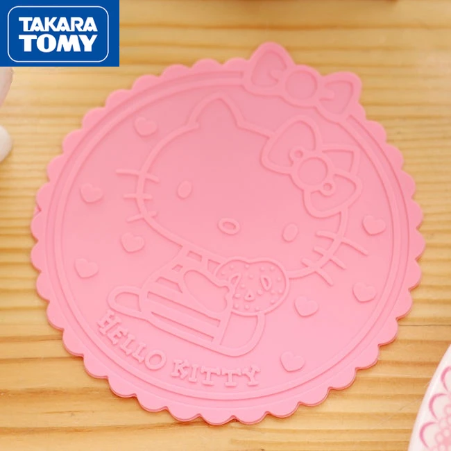 

TAKARA TOMY Cute cartoon Hello Kitty round insulation pad anti-scalding coaster bow silicone non-slip mat