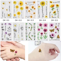 10pc children temporary tatoo sticker waterproof fake tattoo chrysanthemum flower cute butterfly tattoos hand foot tatouage girl