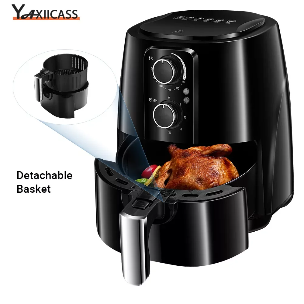 

YAXIICASS 5.5L Air Fryer Without Oil Oil-free Deep Fryer 360°Baking Smart Air Fryer Double Knobs Control Oilless Cooker