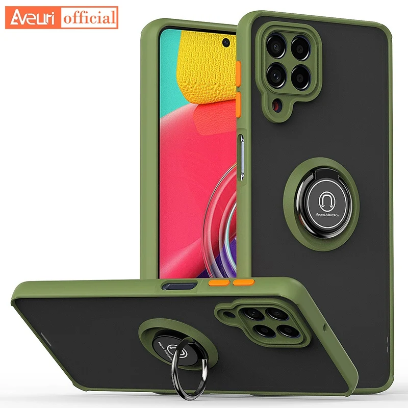 Силиконовый чехол с кольцом-держателем для Samsung Galaxy A13 A23 A33 A53 A73 A01 A03 Core A02 A02S A03S F52 F62 F23, жесткий чехол для телефона из поликарбоната