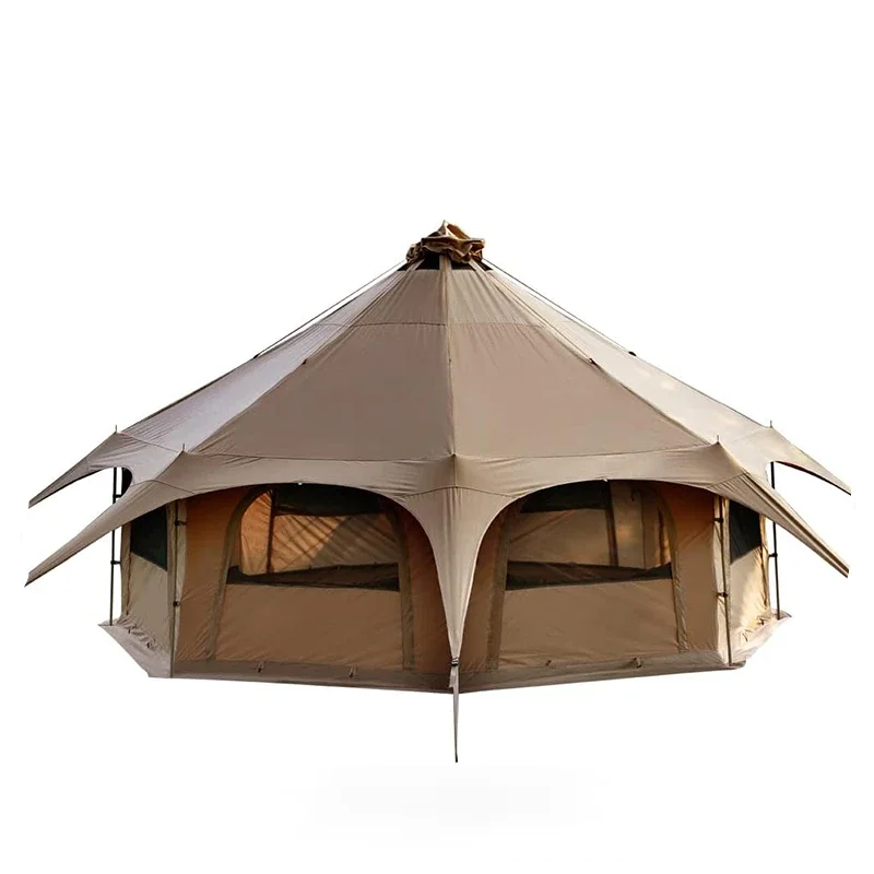 

Canvas Tent Bell Tent 16.4ft*High9.2ft with Stove Jack for Glamping Family Camping Zipped Removable Floor