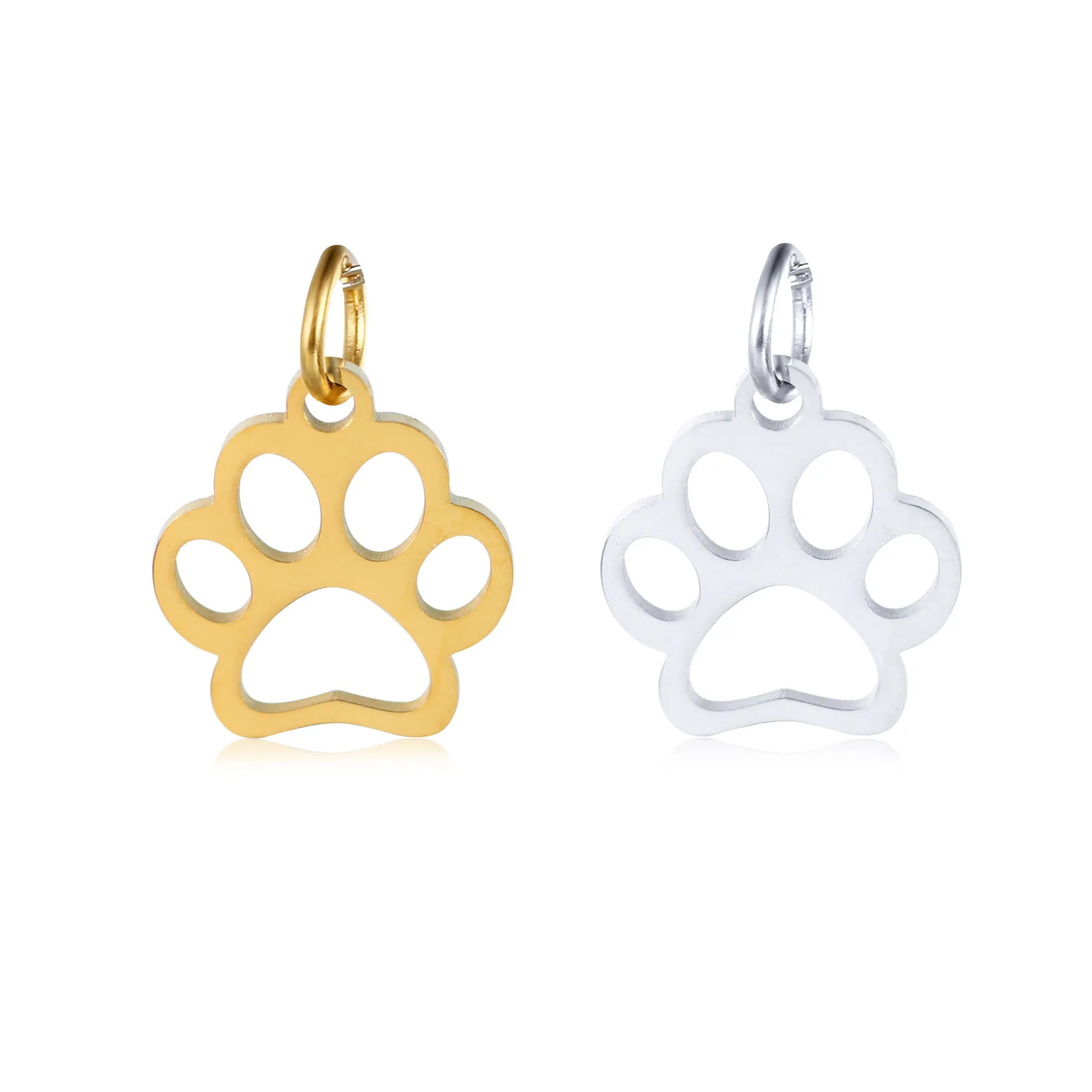 5Pcs/Lot Stainless Steel Cat&Dog Claw Pendants With Jump Rings Hollow Animal Claw Charm for Necklace Earring Jewelry Making