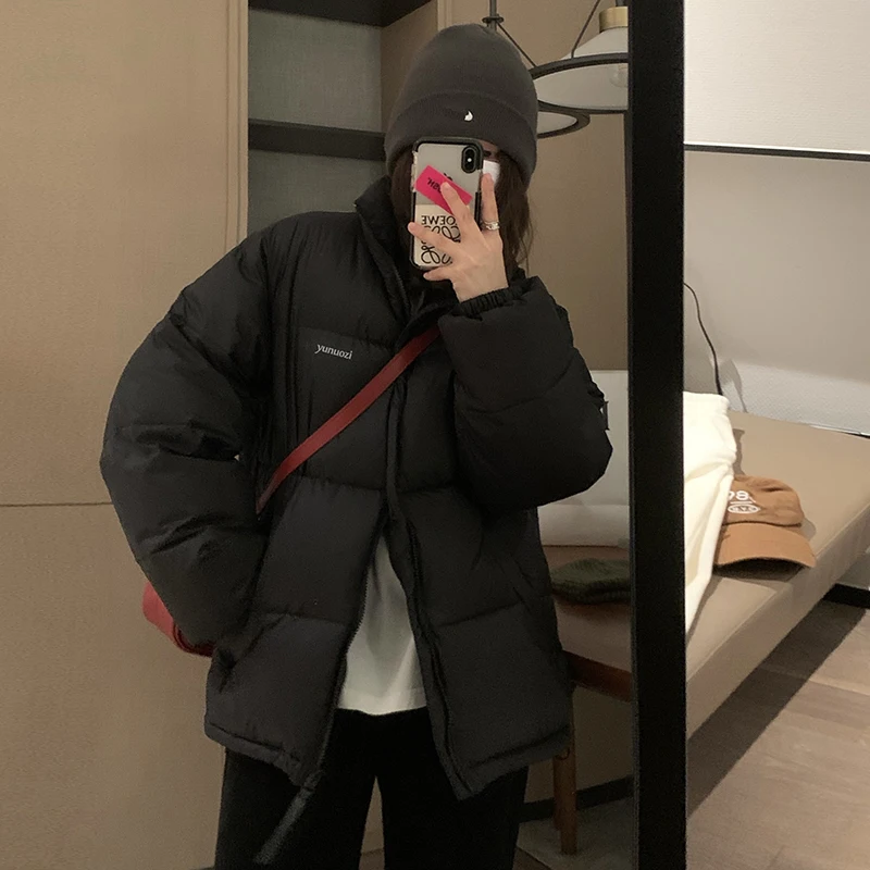 Women's Down Padded Jacket Korean Version Stand Collar Wide Thickened Warm Clothing Casual Loose Down Cotton Winter Jackets