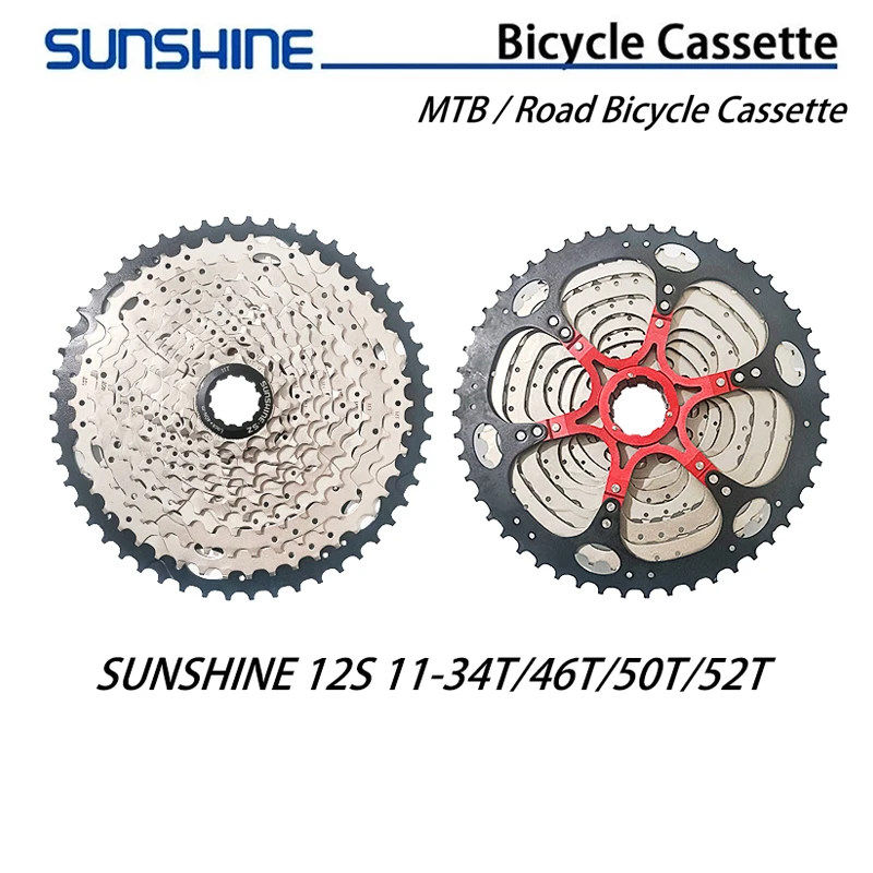 

Кассета для горного велосипеда SUNSHINE, свободное колесо 12 Скоростей, маховик 12 S 34T 46T 50T 52T для SHIMANO SRAM, кассета для велосипеда