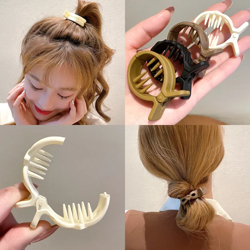 

1PCS Ponytail Fixed Solid Color Hair Clip Grab Round Irregular Claw Hairpin Elegant Headwear Anti-sagging Hair Style Barrettes