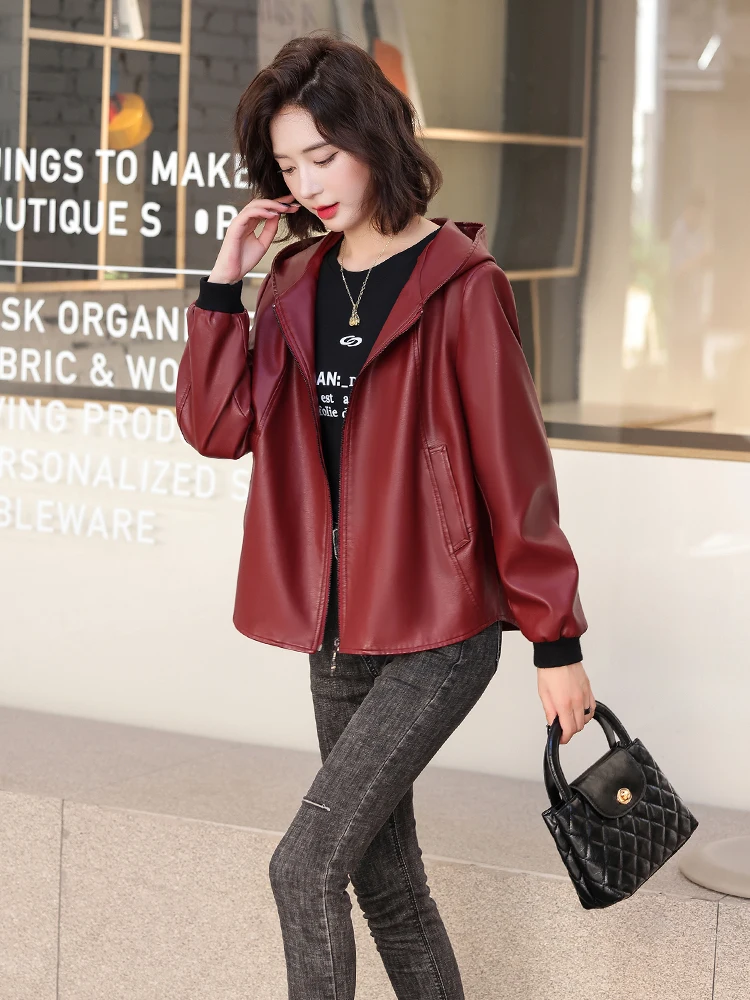 2024 Haining кожаное пальто женское короткое темпераментное корейское модное из