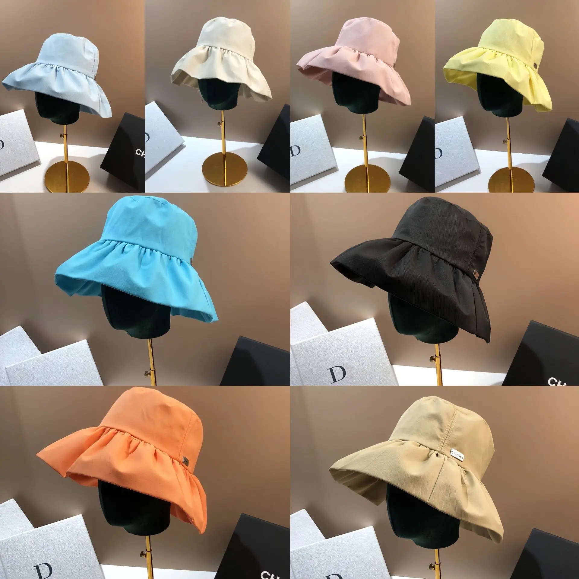 Summer Bucket Hats with String Candy Color Sun Hats for Women Outdoor Foldable Panama Women's Bucket Hats Casual Fisherman Hats