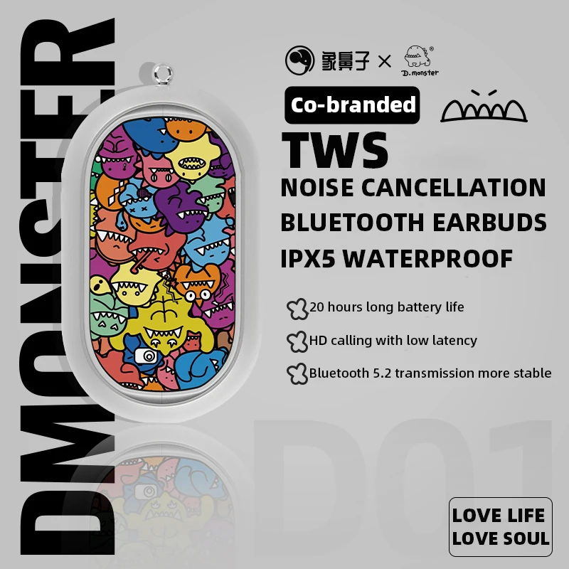 

DMONSTER True Wireless Headsets Bluetooth 5.2 Noise Cancellation Earphones IPX5 Waterproof Hi-FI Stereo Sound Quality Headphone