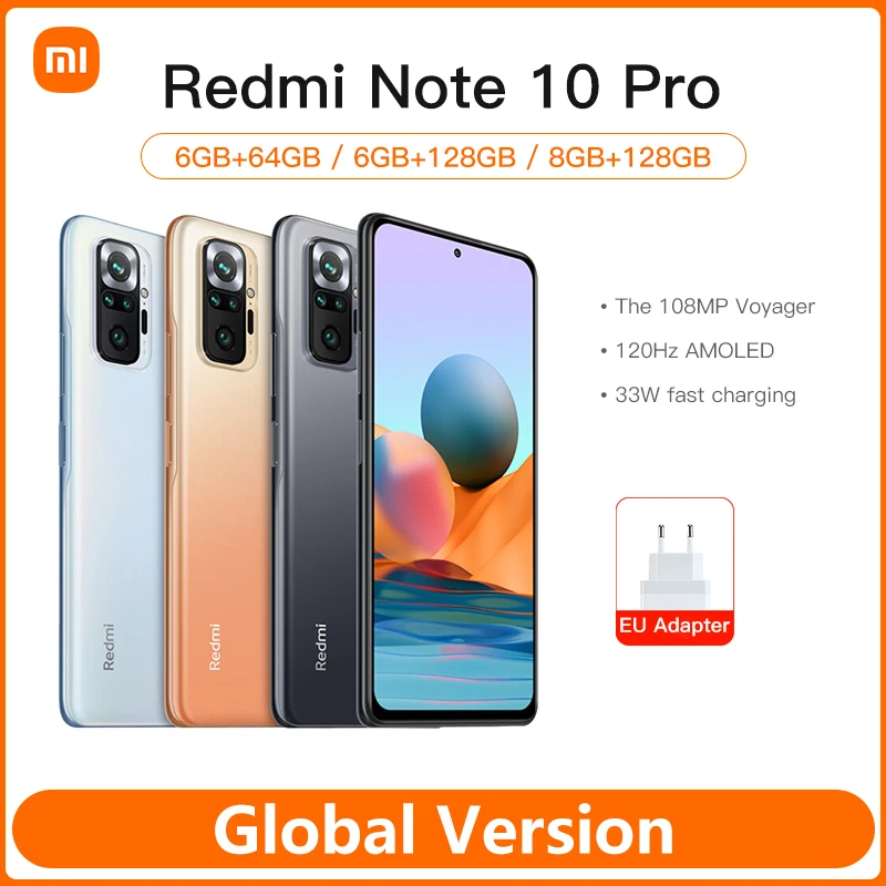 Смартфон Xiaomi Redmi Note 10 Pro телефон 6 ГБ 64 Гб 128 Восьмиядерный процессор Snapdragon 732G