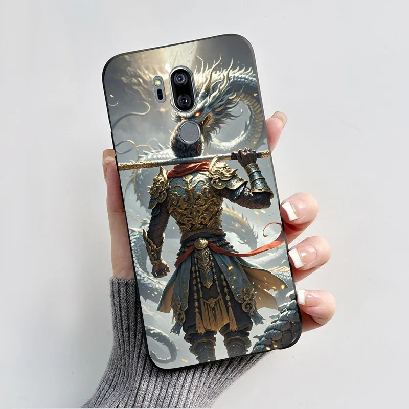 Противоударный силиконовый чехол для LG G7 Thinq Plus черный миф Wukong окрашенные чехлы