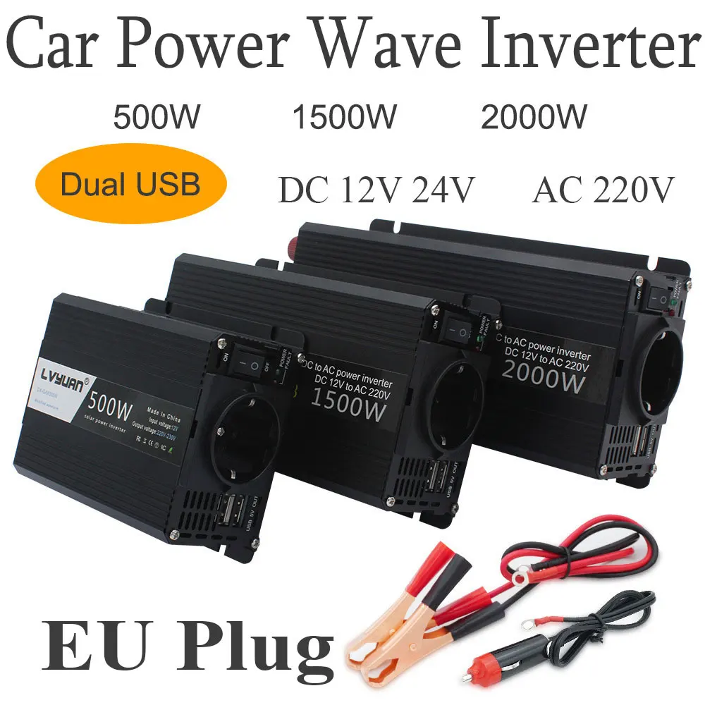 

Car Power Wave Inverter 12V Volt DC To AC 220V 500W 1500W 2000W Car Solar Inverter Transformer Voltage Converter Adapter Power