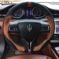 professional customization diy leather steering wheel cover for maserati levante quattroporte ghibli car accessories