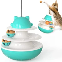 cat interactive food dispenser tumbler ball snack toys dual rolling balls and detachable wand slow feed for cat kitten dogs play