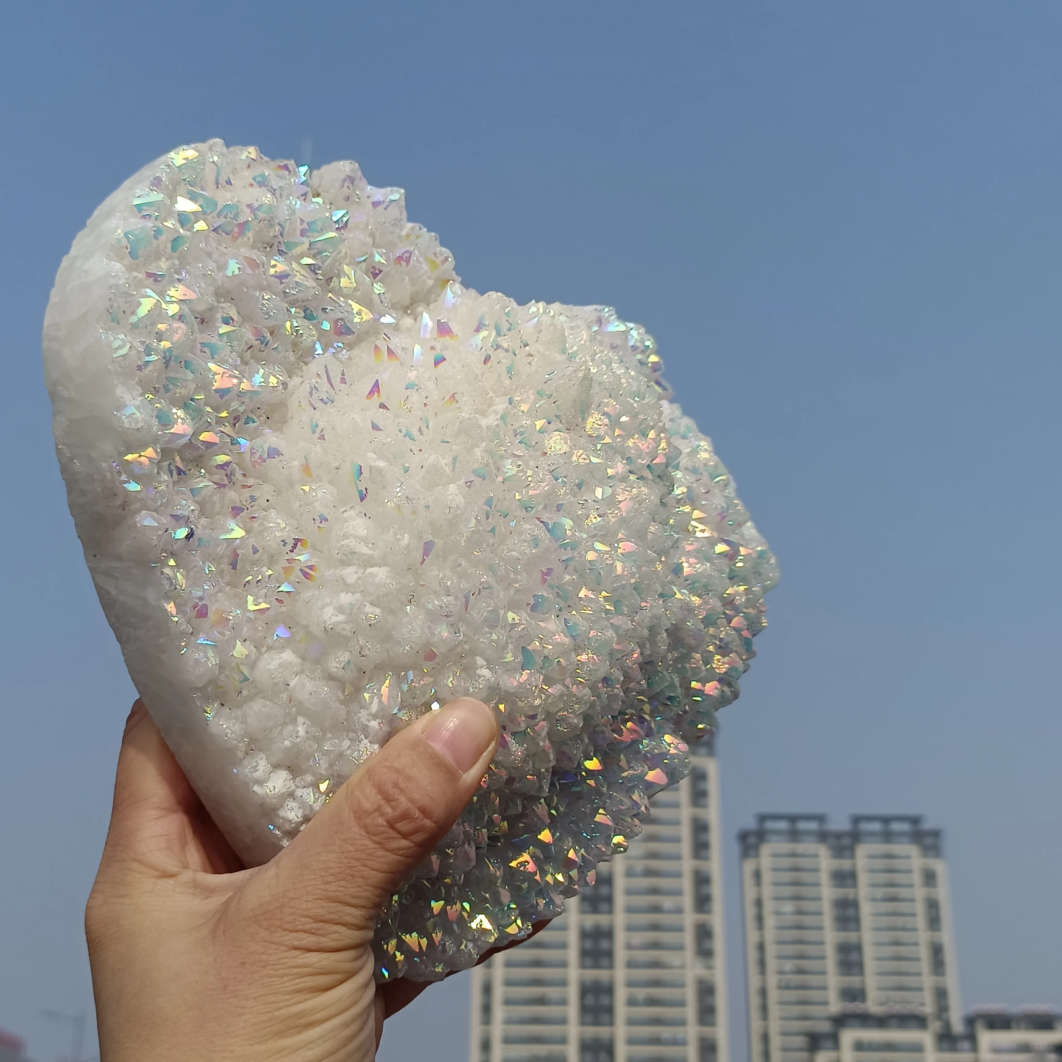 Гальванизированный цвет натуральный сформированный кристалл кластер сердца из