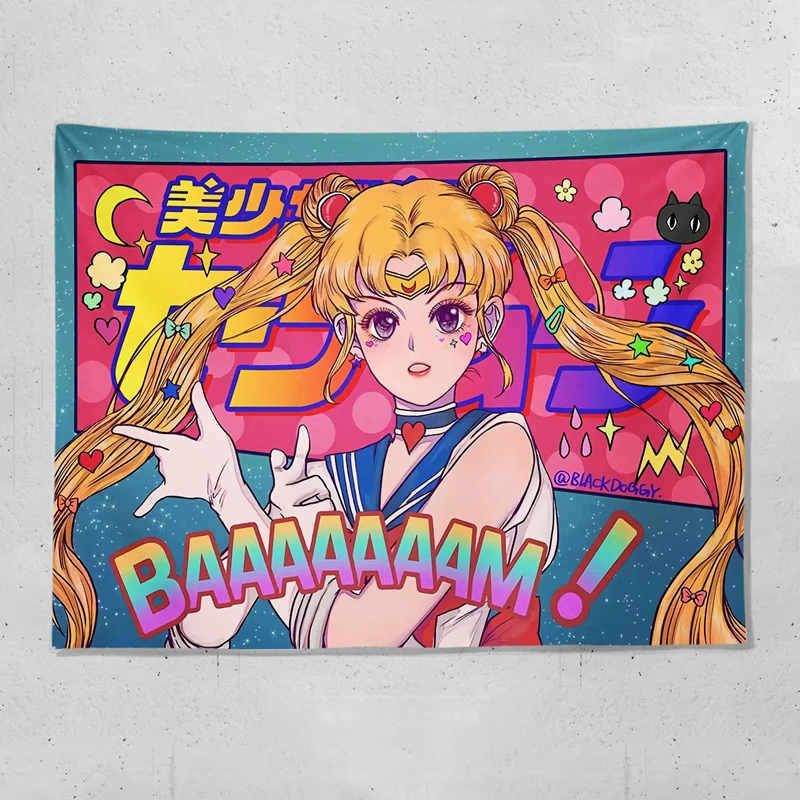 

Kawaii Декор для комнаты мультфильм девушка эстетический Декор для комнаты гобелен карты Таро милый Декор для комнаты роспись Бохо украшение ...