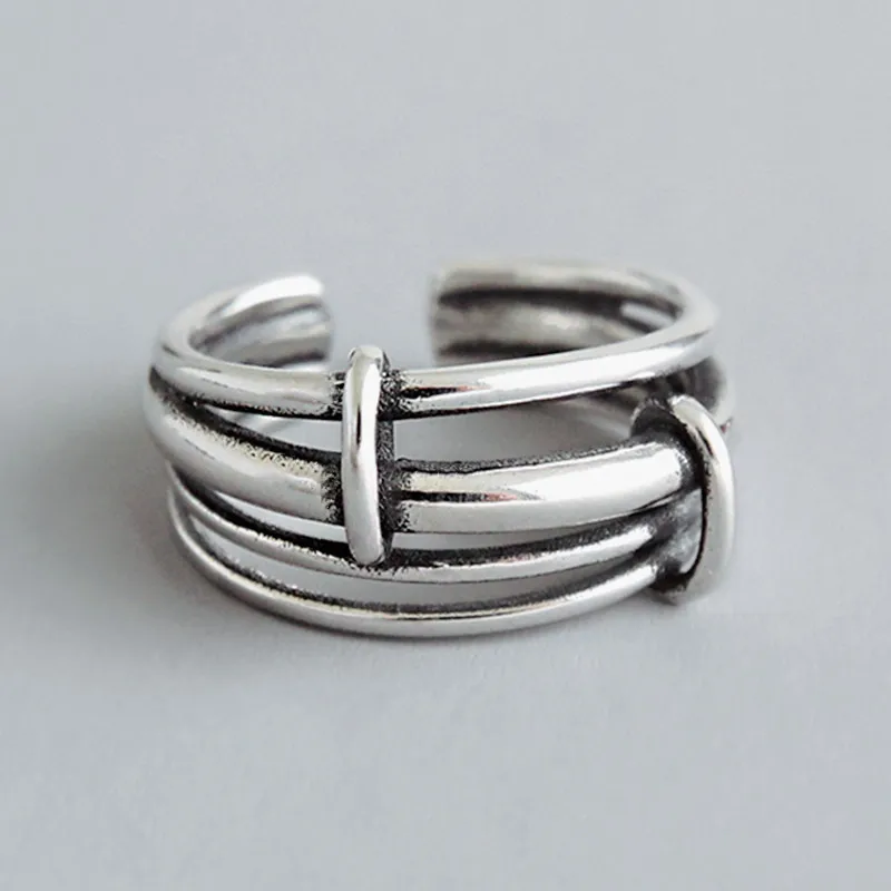

TULX Silver Color Vintage Do Old Multi-layer Irregular Adjustable Ring Female Boho Knuckle Party Rings Punk Jewelry Accessories