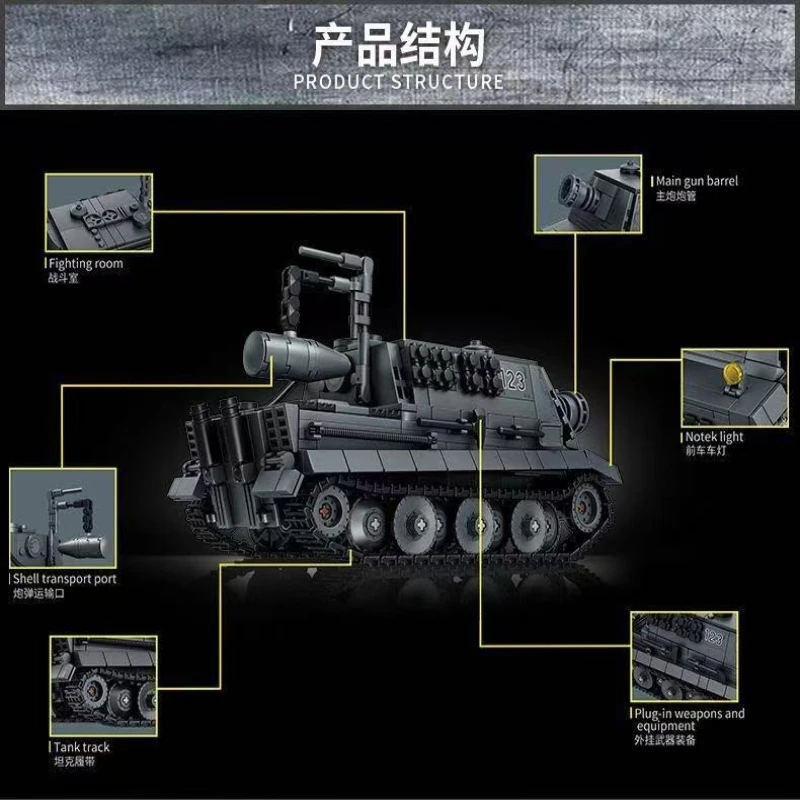 Фото Военный конструктор MOC «Танк Sturmtiger RW61» времен Второй мировой войны, с солдатами, для детей и мальчиков, подарок №5