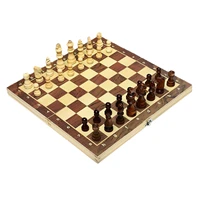 folding magnetic chess board set extra 2 queens portable family board game magnetic wooden set toys for children adults 34 cm