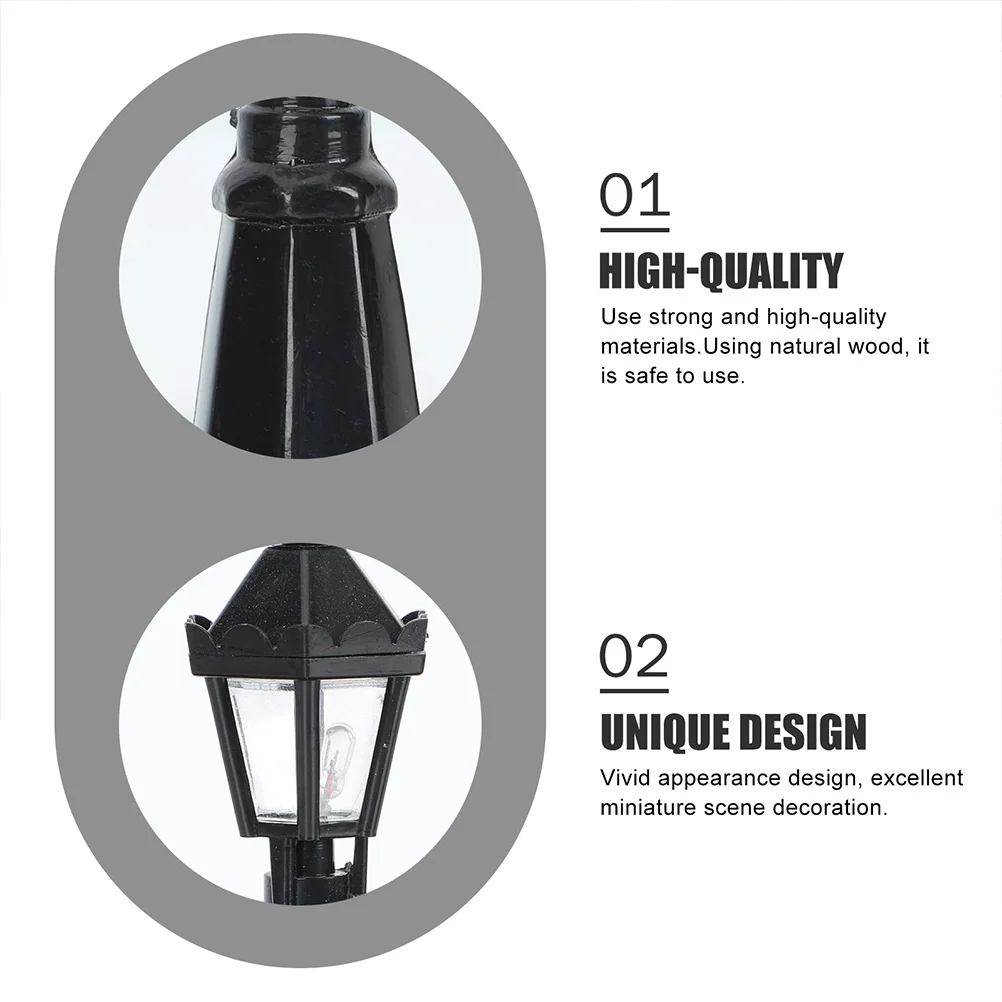 6 шт. черные уличные фонари украшения маленькие лампы свет пейзаж фигурка из