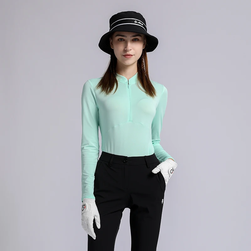 New SG Golf Pants Long Sleeve T-shirt for Ladies Korea Golf Women Slim Top Zip Shirts Stretch High Waist Pants Golf Trousers