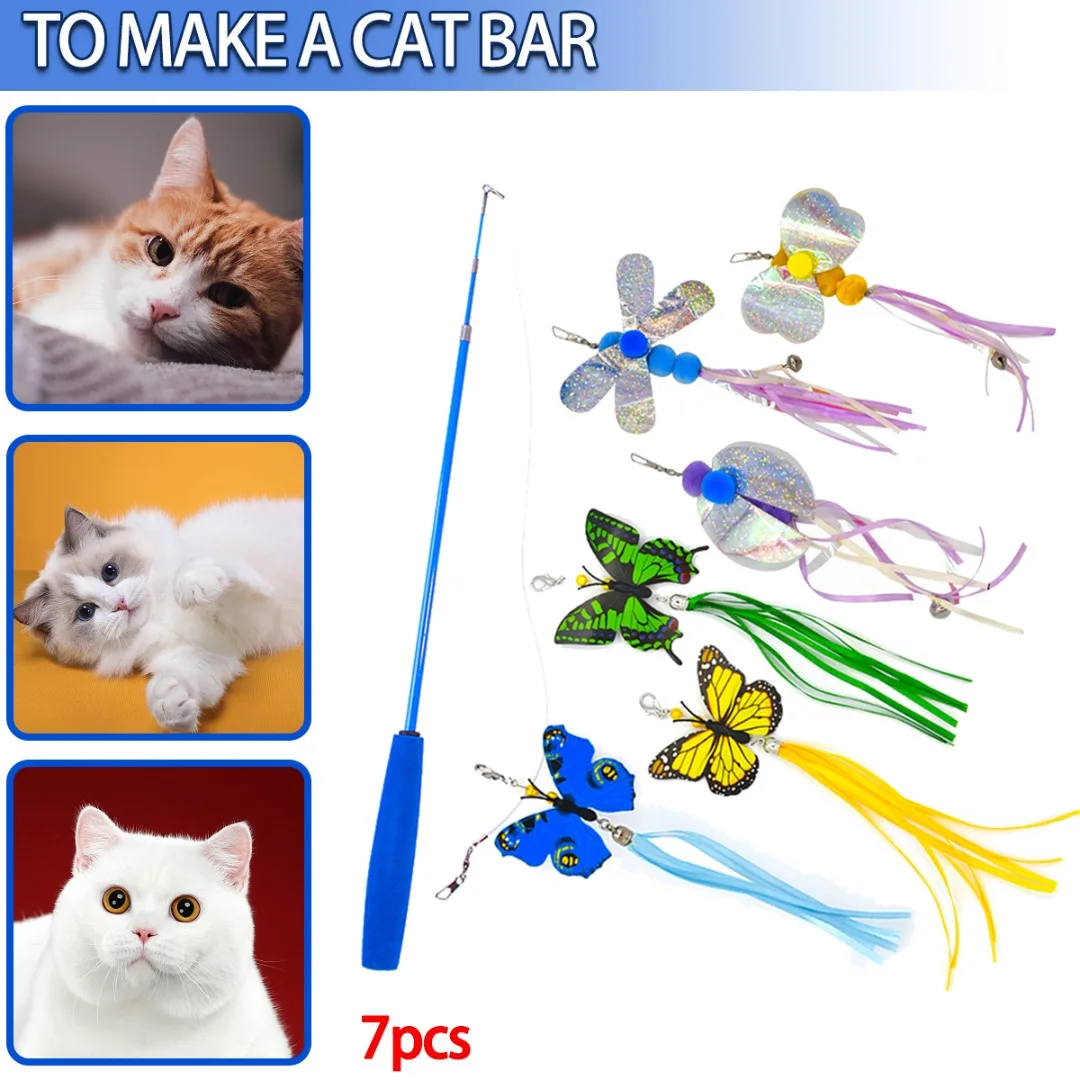 

Cat Interactive Toys Butterfly Dragonfly Teaser Wand Replacement Refill Attachment Plush Kitten Teaser Stick Pet Toy Supplies