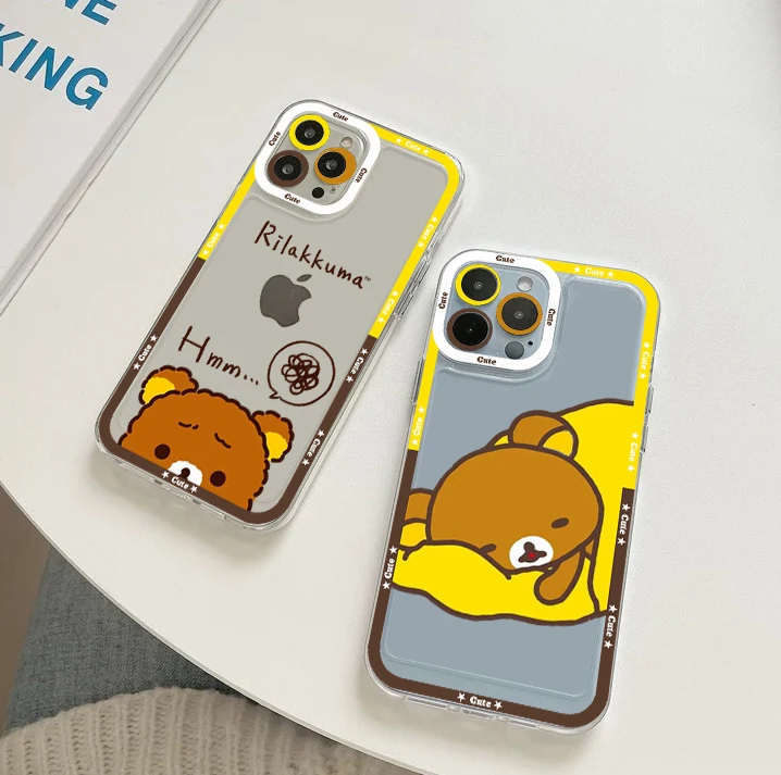 

Rilakkuma Phone Case For iPhone 11 12 13 14 Mini Pro Max XR X XS TPU Clear Case For 8 7 6 Plus SE 2020